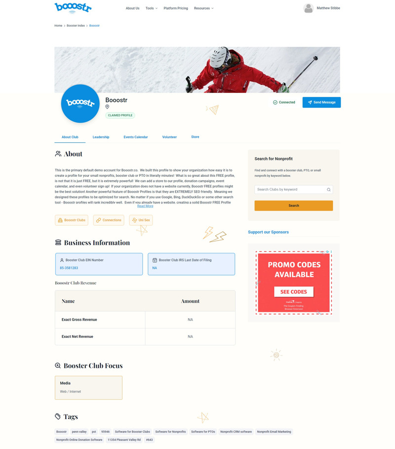 Booostr Profile Pages are free online pages designed to boost SEO for small nonprofits, booster clubs, PTO's and Membership Organizations.